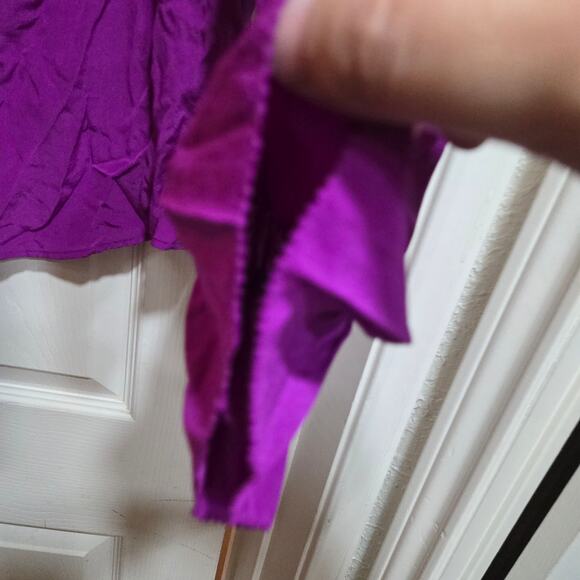 J.Crew Purple Silk Ruffle Neck Blouse Women’s 8 - Picture 10 of 10